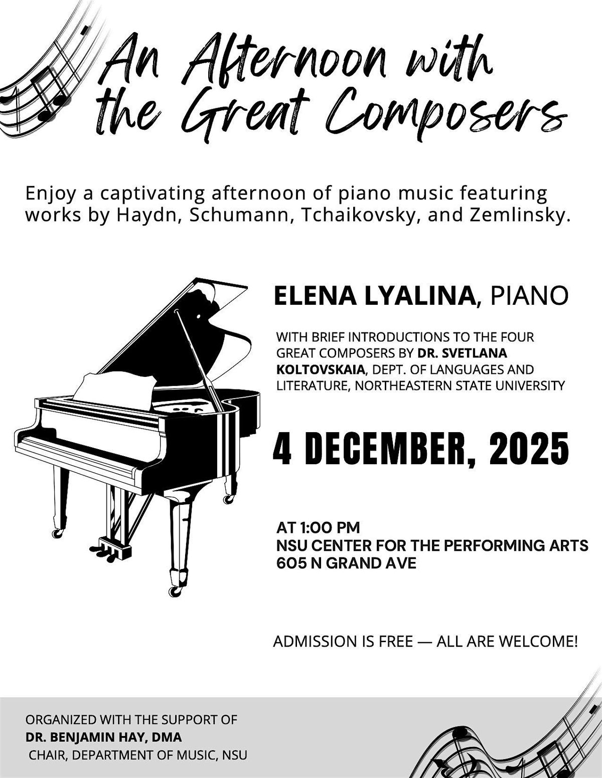 An Afternoon with the Great Composers: NSU x OSU Lecture Recital