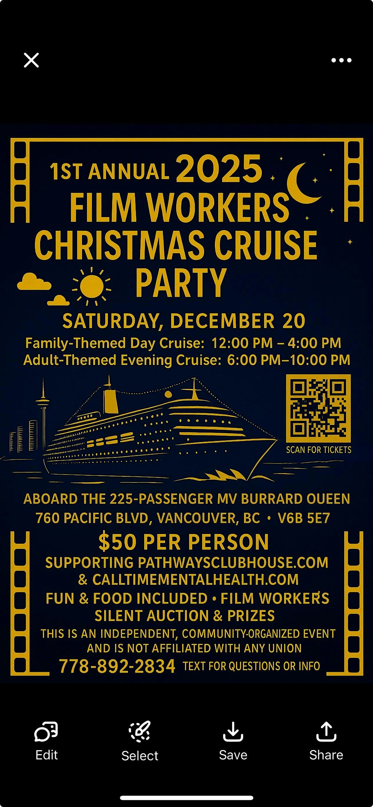 Film Workers Christmas Adult Evening Cruise 2025 6-10pm