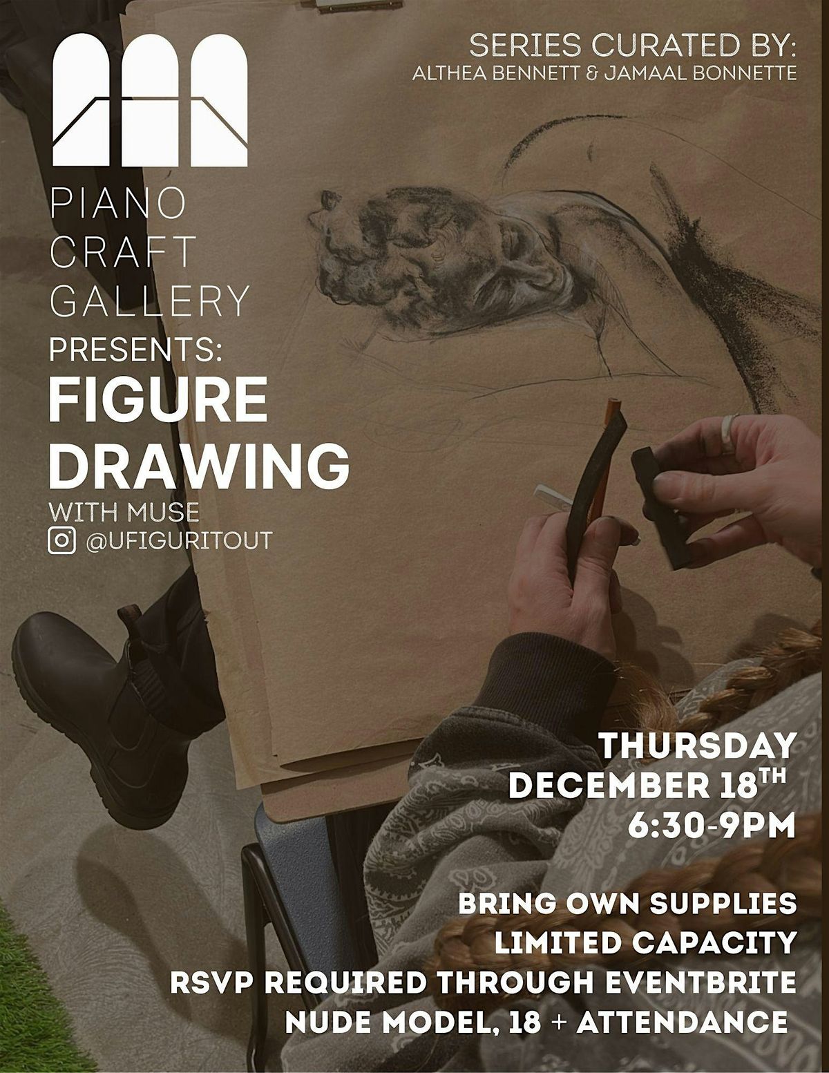 Live Figure Drawing @ Piano Craft Gallery