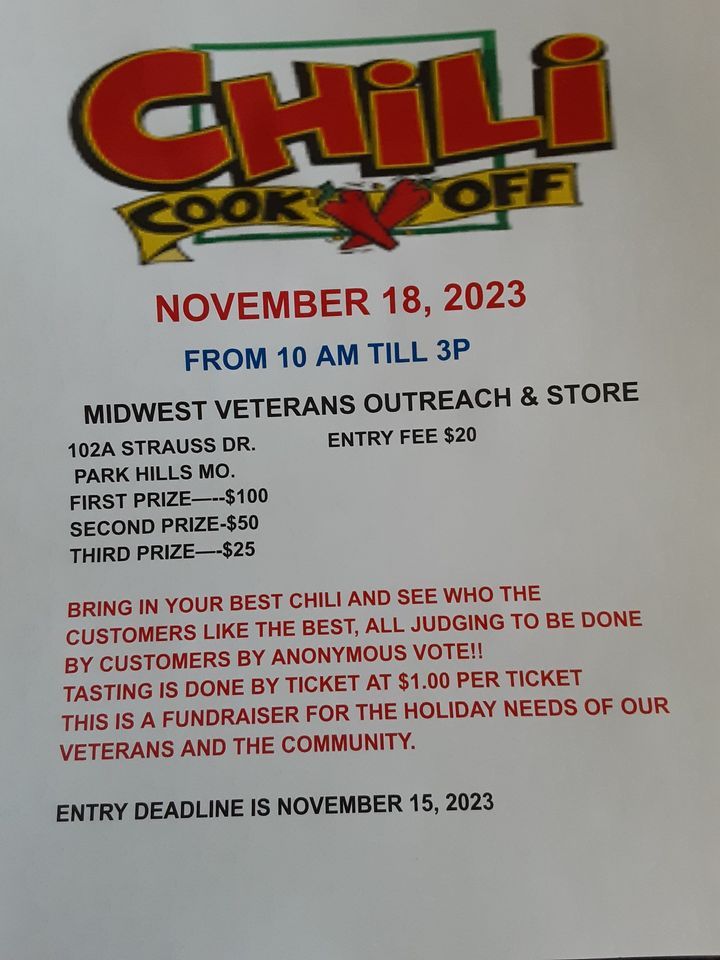 3RD ANNUAL CHILI COOKOFF Midwest Veterans Outreach and Store, Park