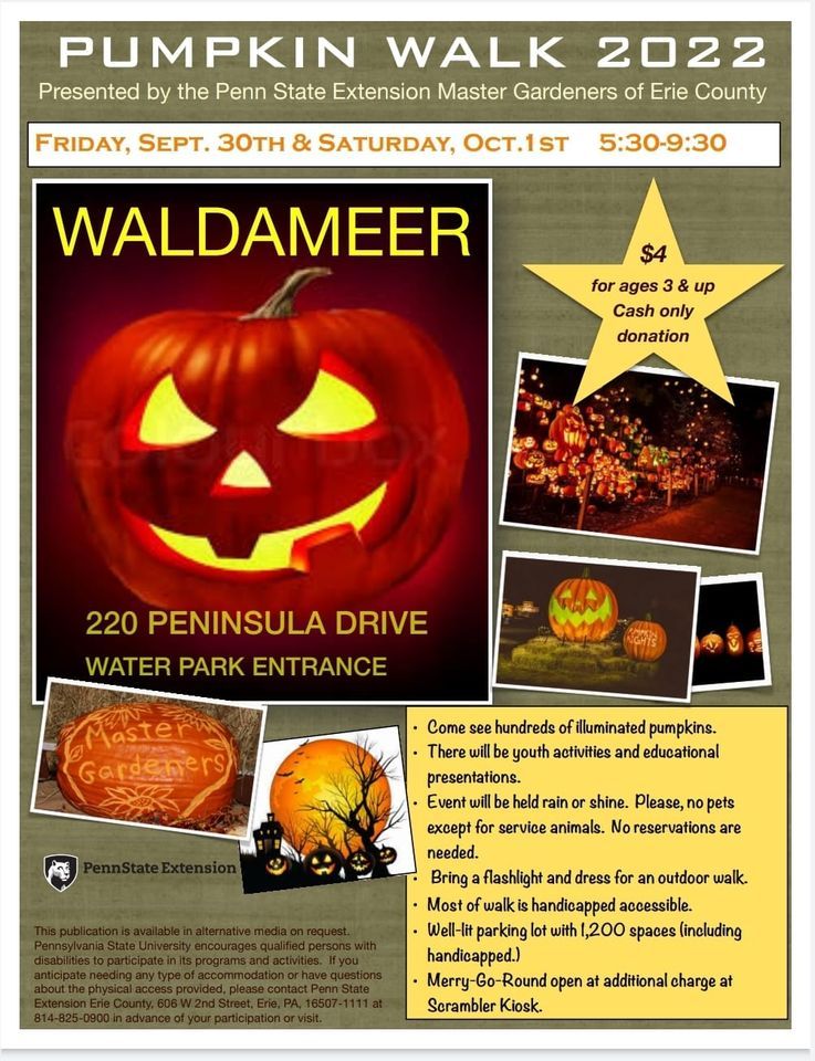 Pumpkin Walk 2022 Friday Waldameer & Water World, Erie, PA