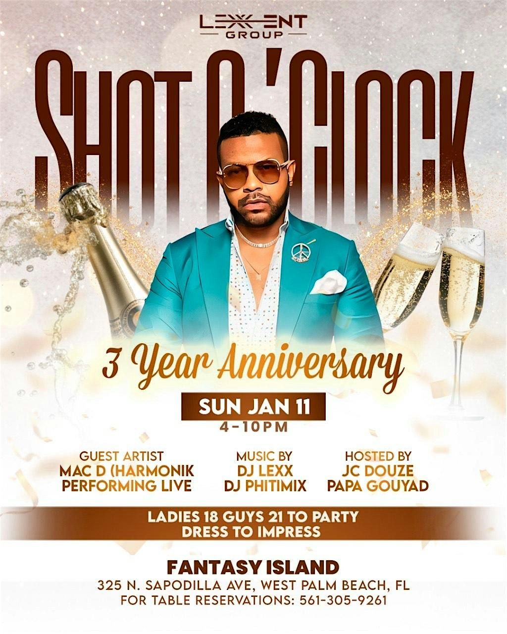 SHOT O'CLOCK 3YEAR ANNIVERSARY SUN JAN 11