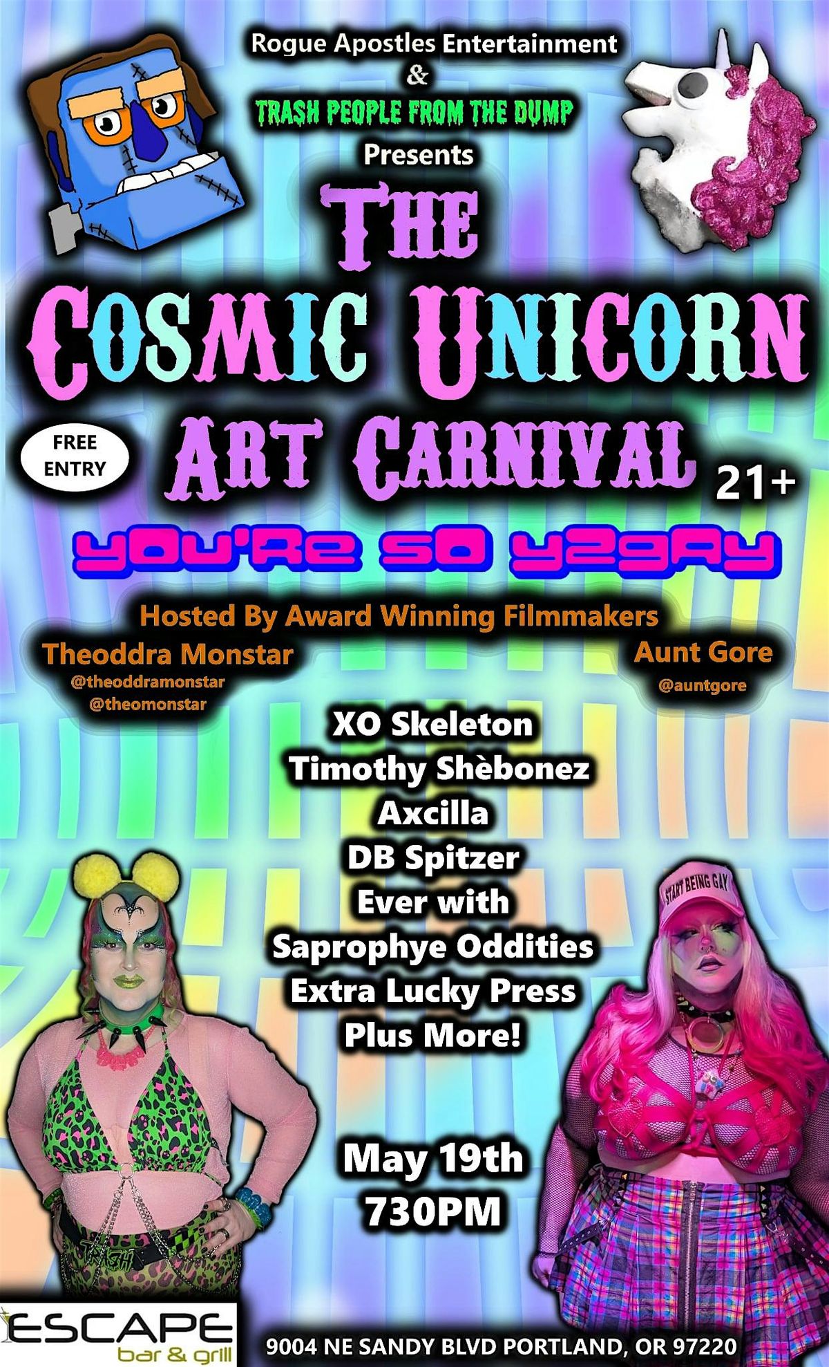 The Cosmic Unicorn Art Carnival "Y2GAY" Show At Escape Bar & Grill