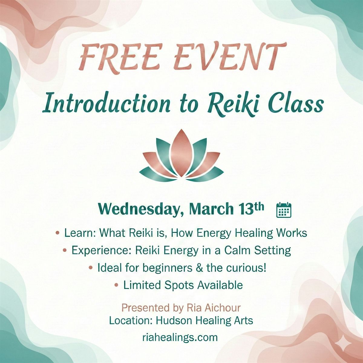 Free Introduction to Reiki Class at 51 Newark St. #403, Hoboken on 13th ...