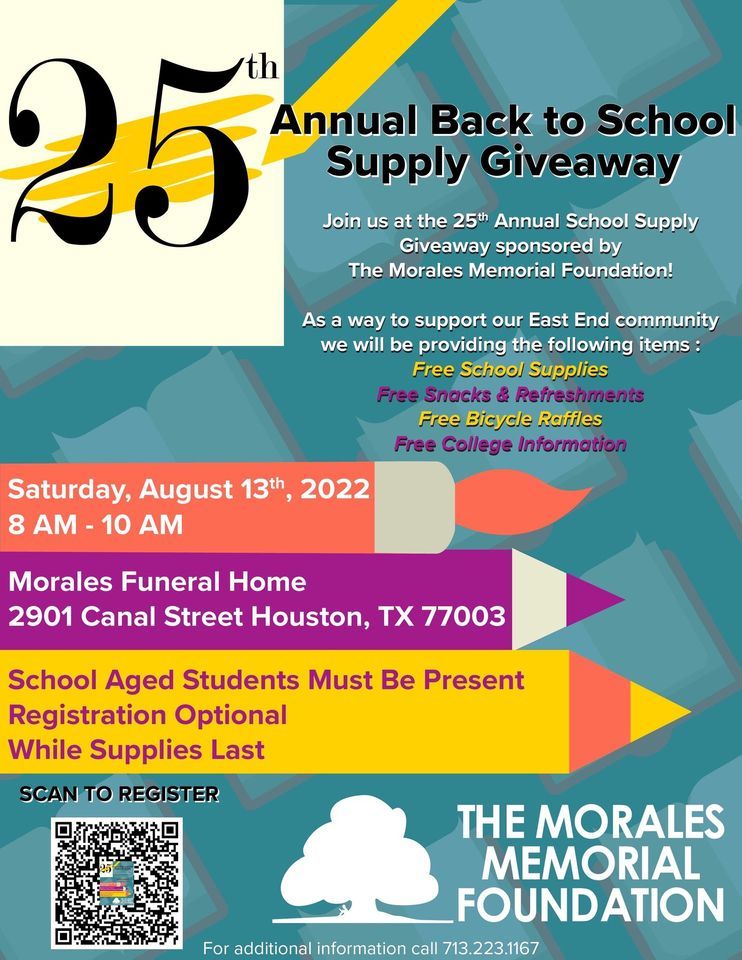 25th Annual Back to School Supply Giveaway Felix H. Morales Funeral