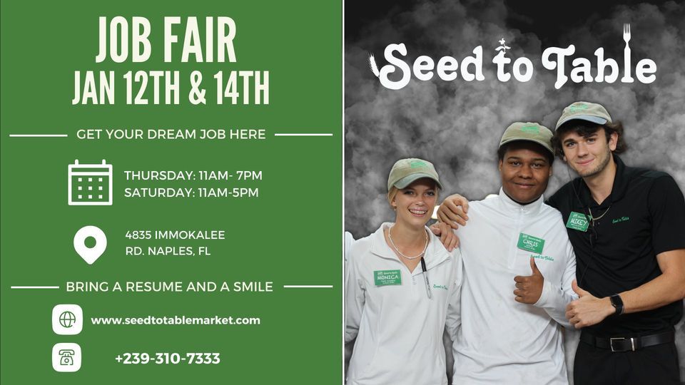 Seed to Table Job Fair | Seedtotable, Naples, FL | January 12, 2023