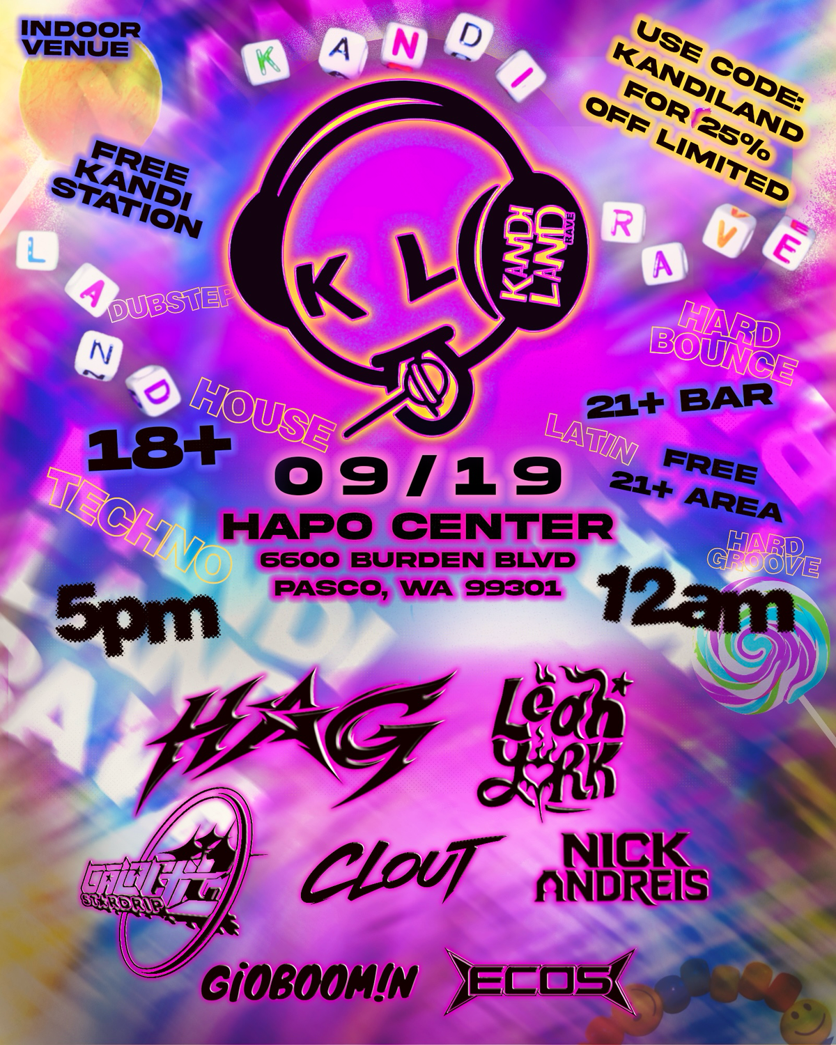 KANDILAND RAVE at Hapo Center, West Pasco on 19th September, 2026