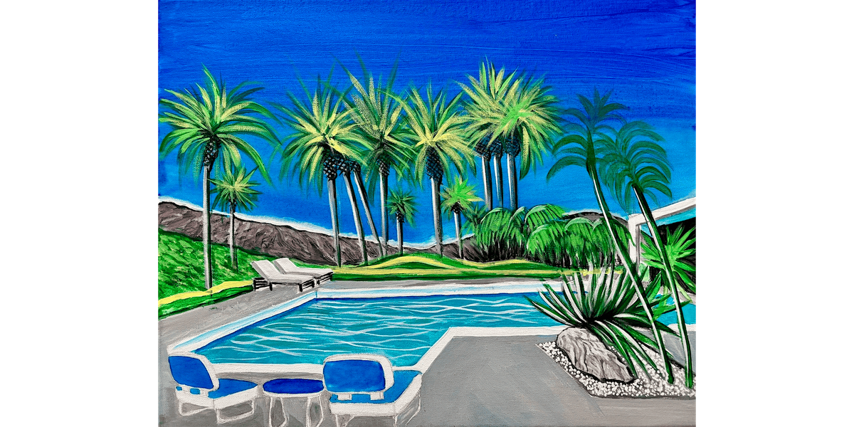 Sunny Poolside Paradise Day - Paint and Sip in Orange County | Classpop!\u2122