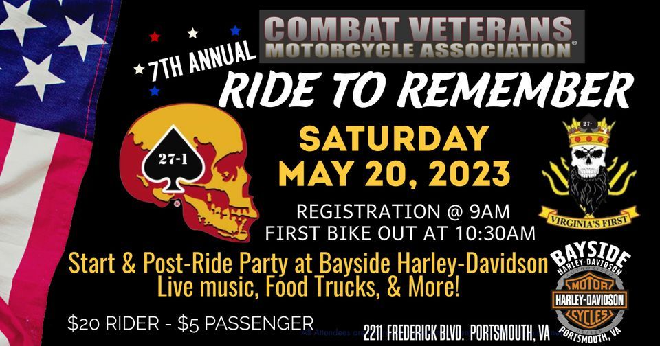 COMBAT VETS 7TH ANNUAL RIDE TO REMEMBER | Bayside Harley-Davidson ...