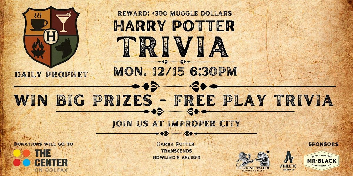 Harry Potter Trivia Benefiting The Center on Colfax