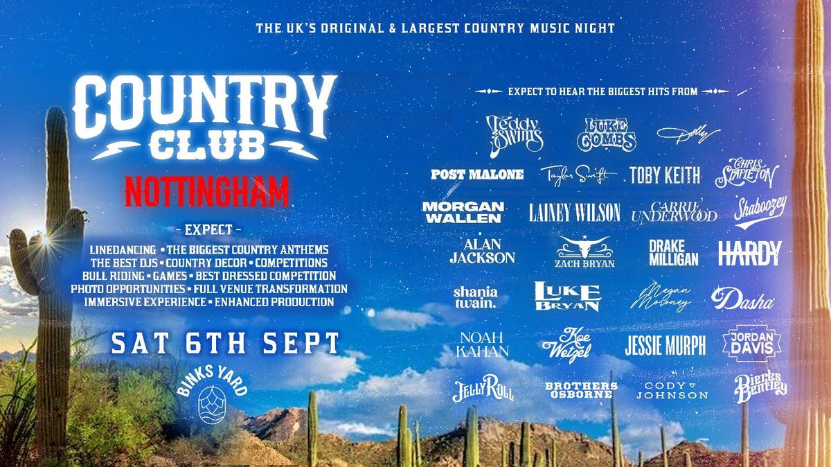Country Club \u26a1- Outdoor Country Music Festival \u2022 6th Sept \u2022 Nottingham | Binks Yard
