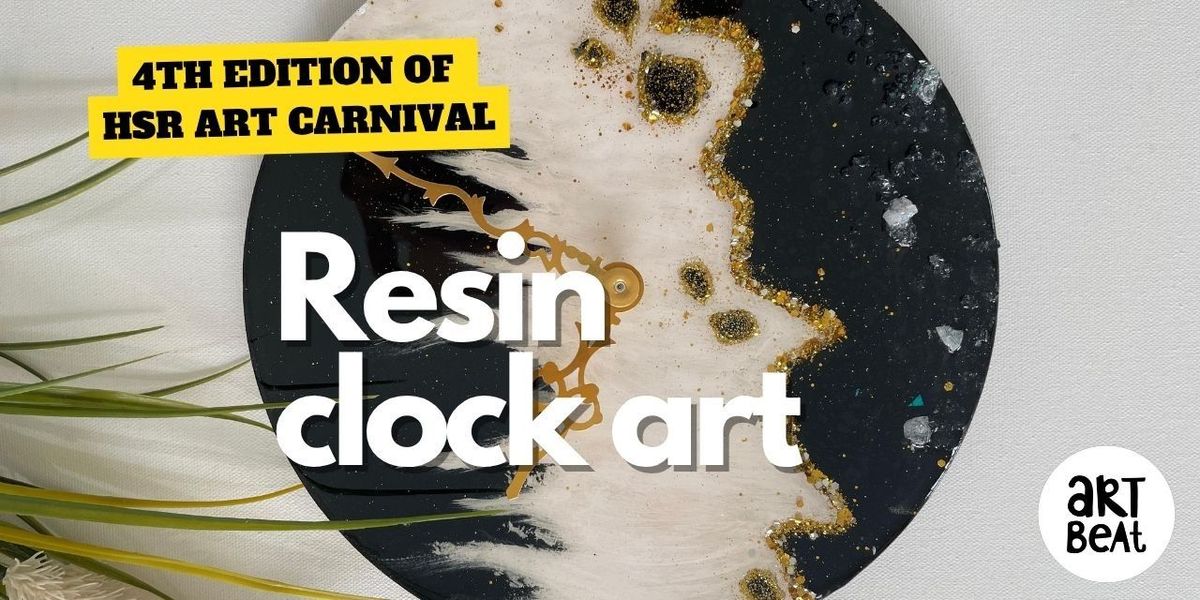 Resin galaxy clock art + pottery (Carnival)