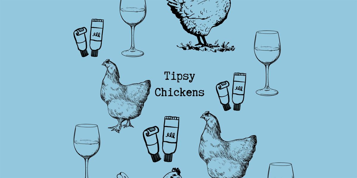 Tipsy Chickens - Painting Chickens in Watercolour With A Glass in Hand.