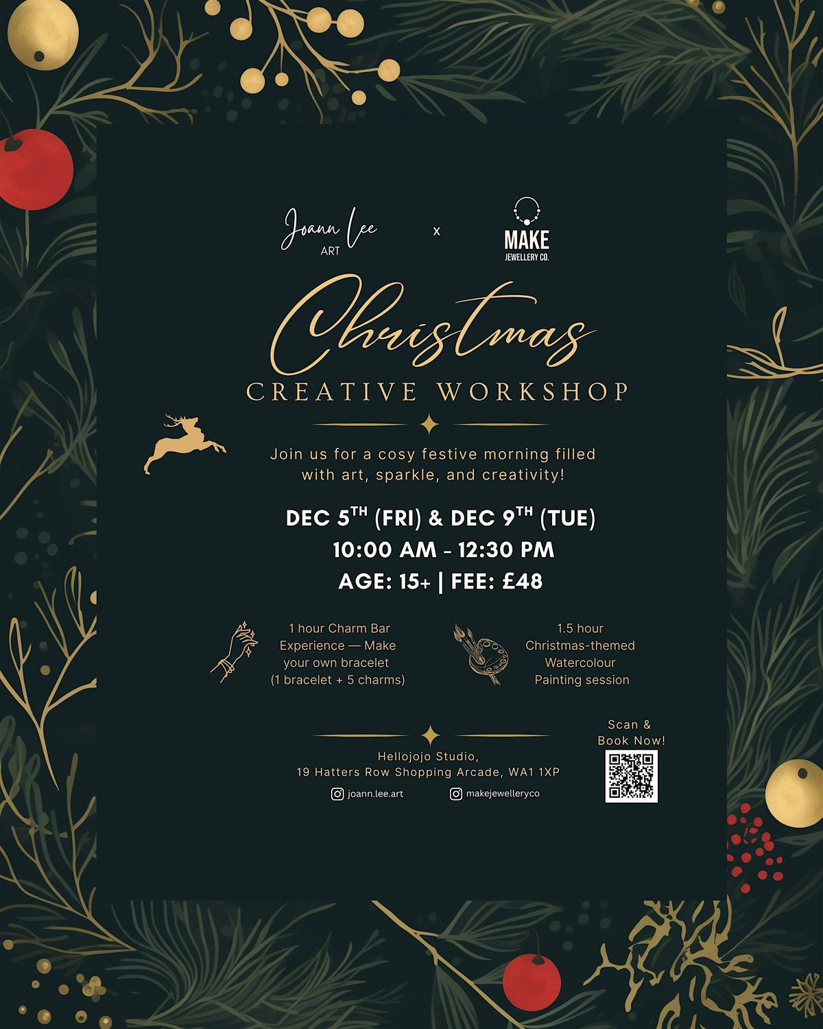 Christmas Creative Workshop - watercolour painting + charm jewellery making