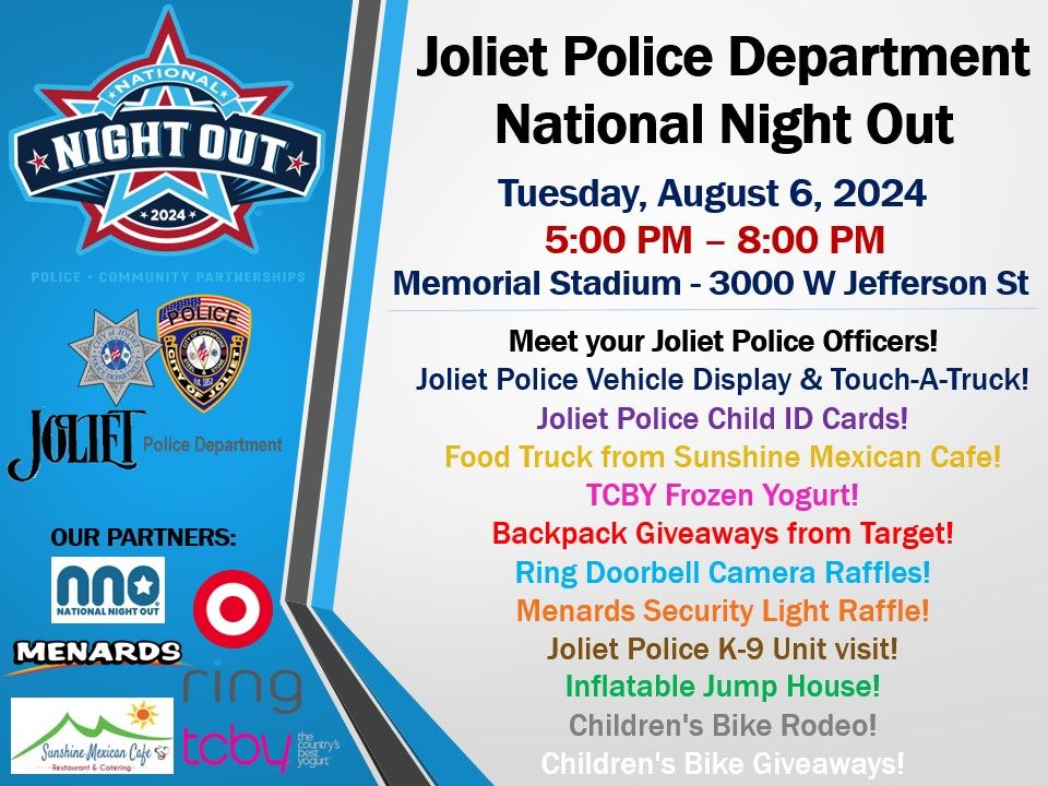 Joliet Police 2024 National Night Out Joliet Park District August