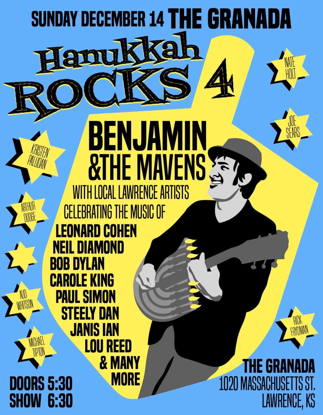Hanukkah Rocks featuring Benjamin Cartel & Friends at Granada Theater Lawrence