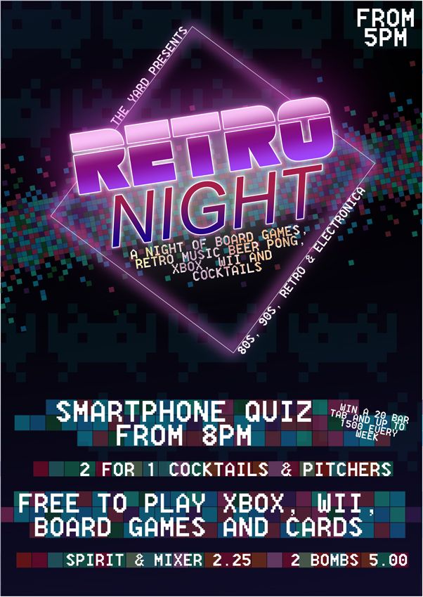 RETRO Night at The Yard, Board Games, Wii, Xbox & Cocktails The Yard