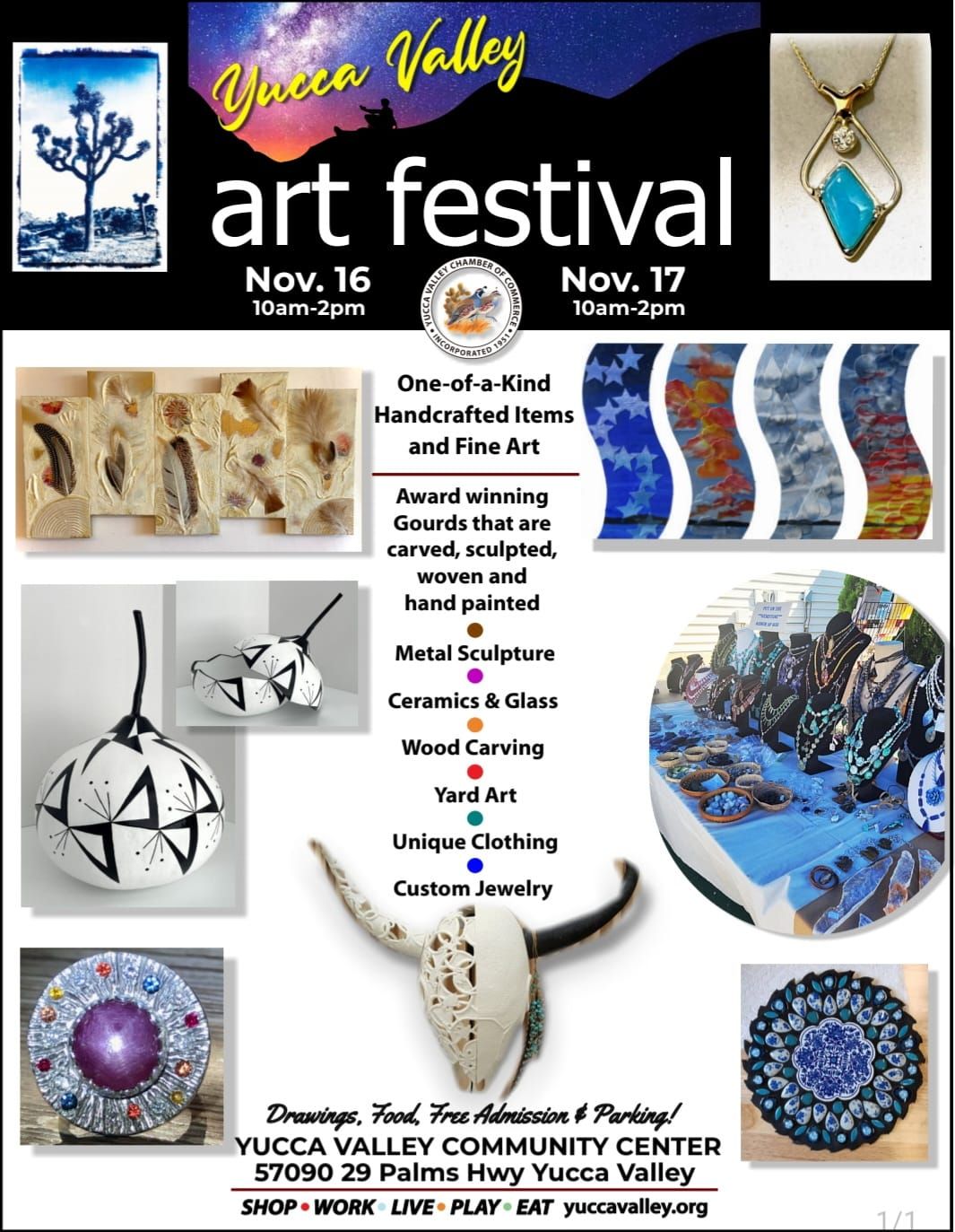 Yucca Valley Art Festival Yucca Valley Community Center November 16