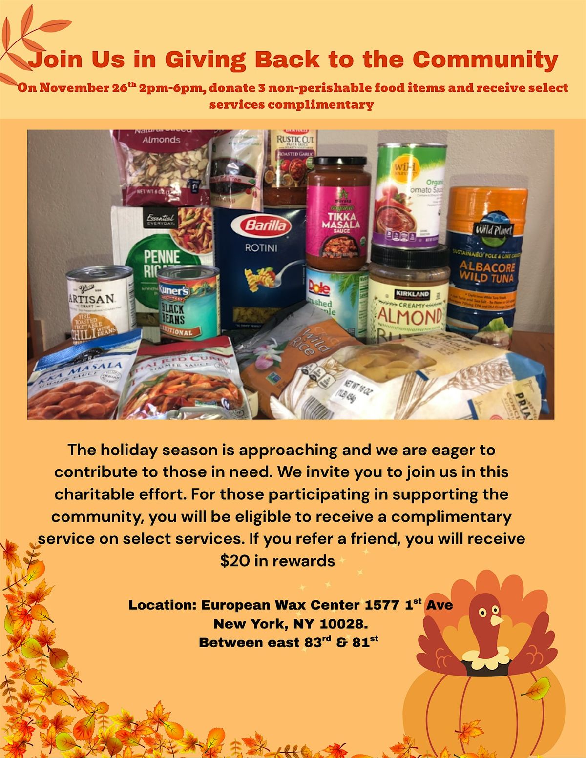 Donate Food with European Wax Center First Ave