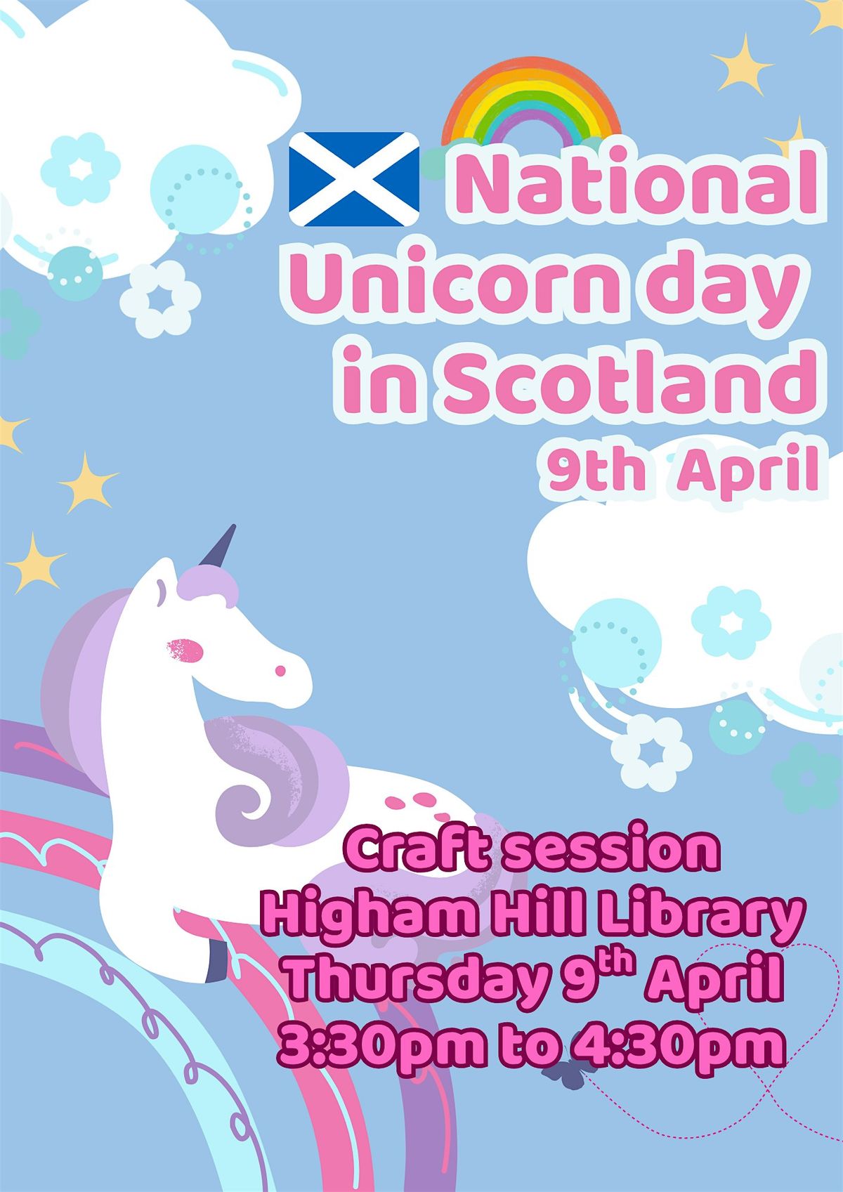 Higham Library National Unicorn Day in Scotland craft session @ Higham Hill library at ...