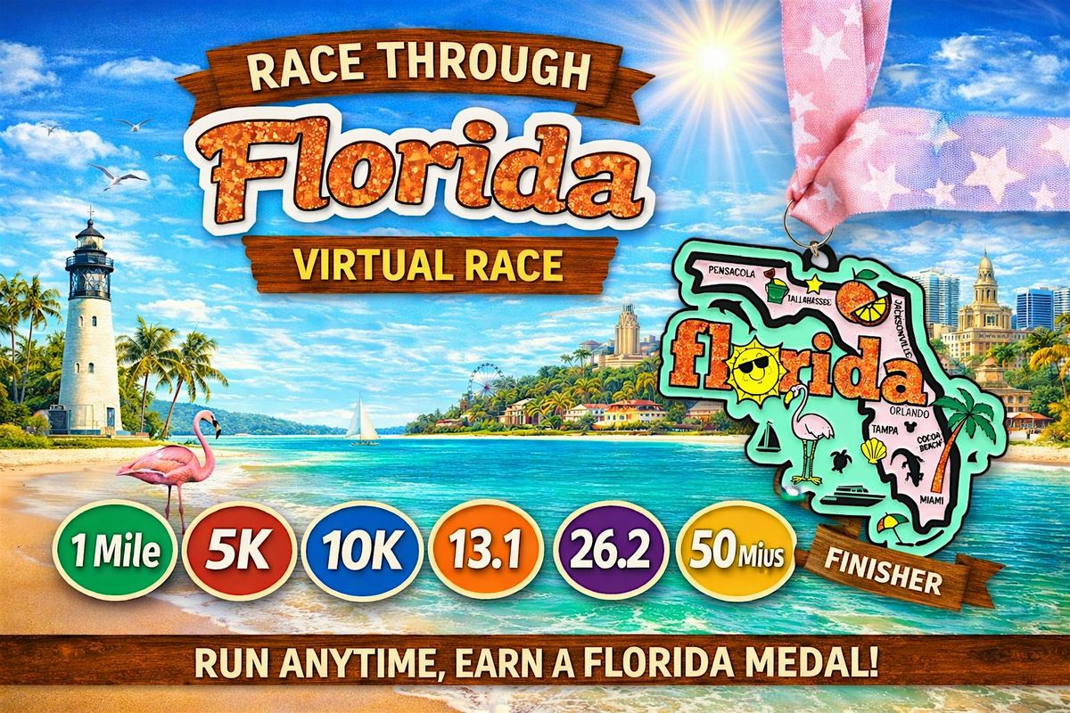Race Through Florida Virtual Race | 5K, 10K, Marathon | Run Anywhere