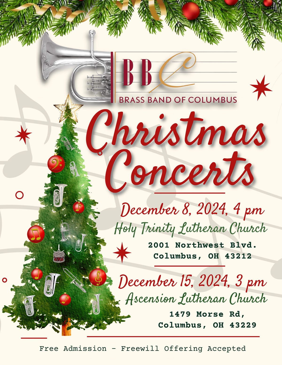 Brass Band of Columbus Christmas Concerts Holy Trinity, Columbus, OH