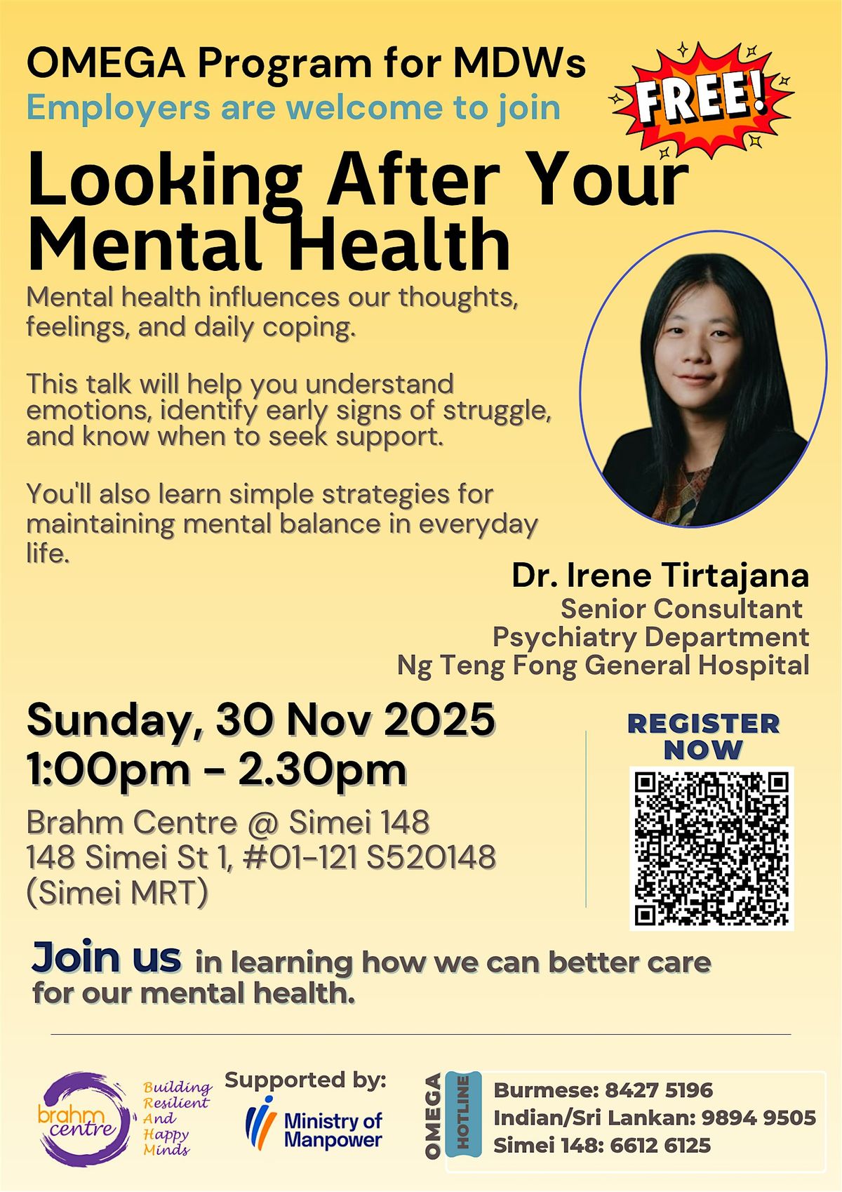 Omega: Looking After Your Mental Health by Dr Tirtajana at Brahm Centre ...