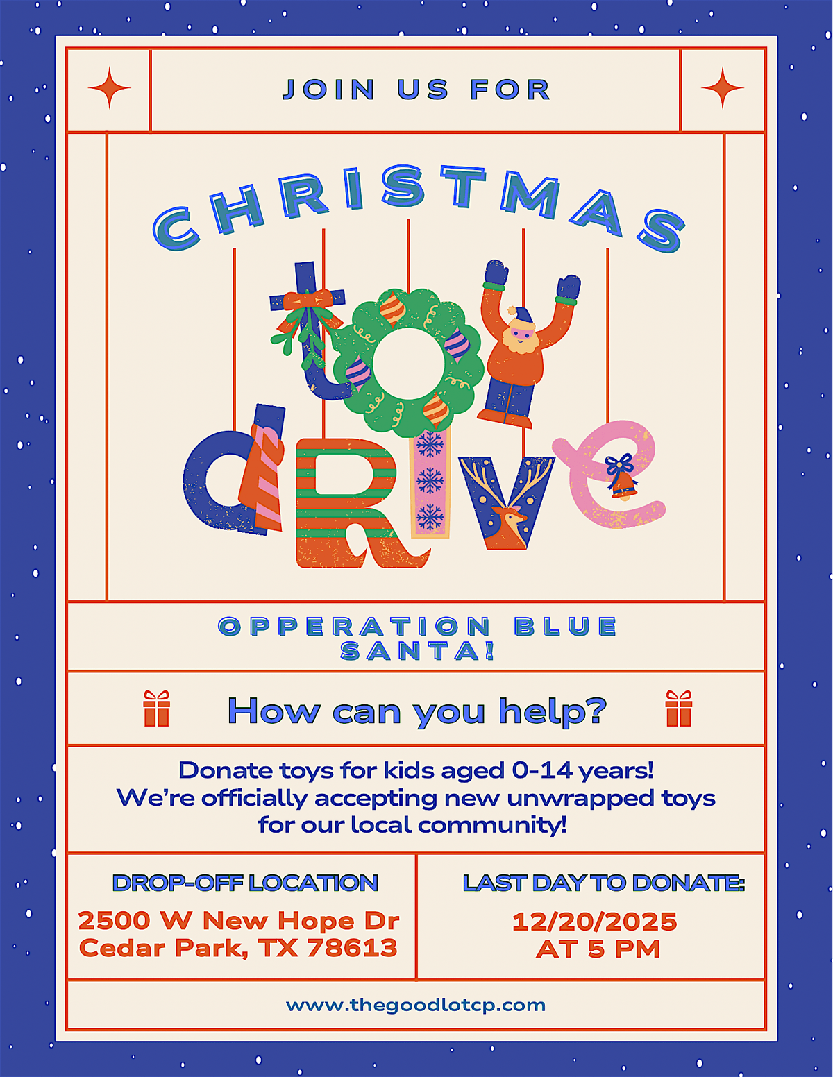 The Good Lot\u2019s Blue Santa Christmas Toy Drive