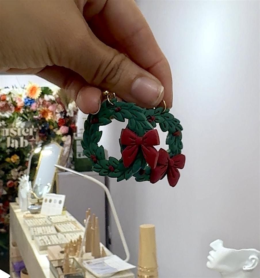Clay Christmas Wreath Earrings Activity