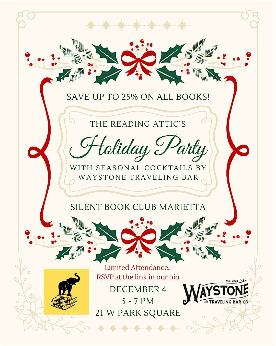 SBC Marietta Holiday Party at The Reading Attic with Waystone Traveling Bar