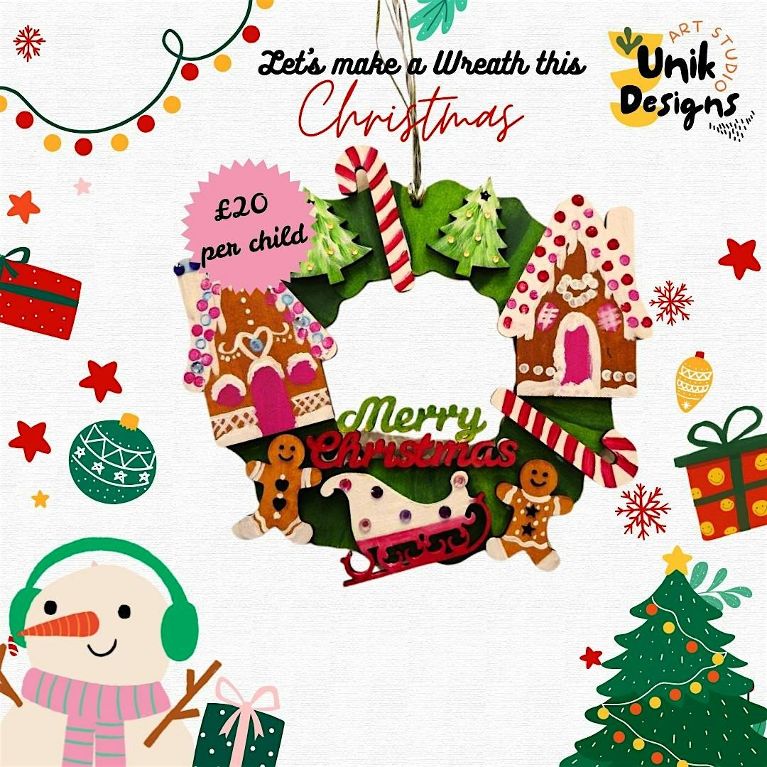 Christmas Wooden Wreath Painting (6-16 yrs)