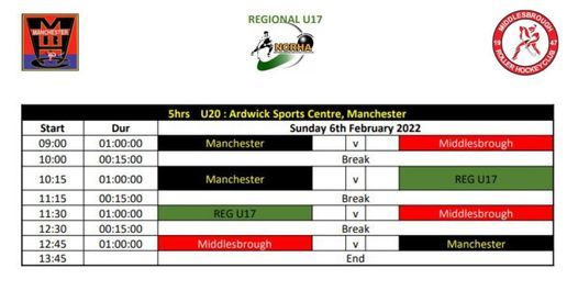 NCRHA - U20 League 2021\/22 -  Tournament 2 - Manchester (REG U17 Home)
