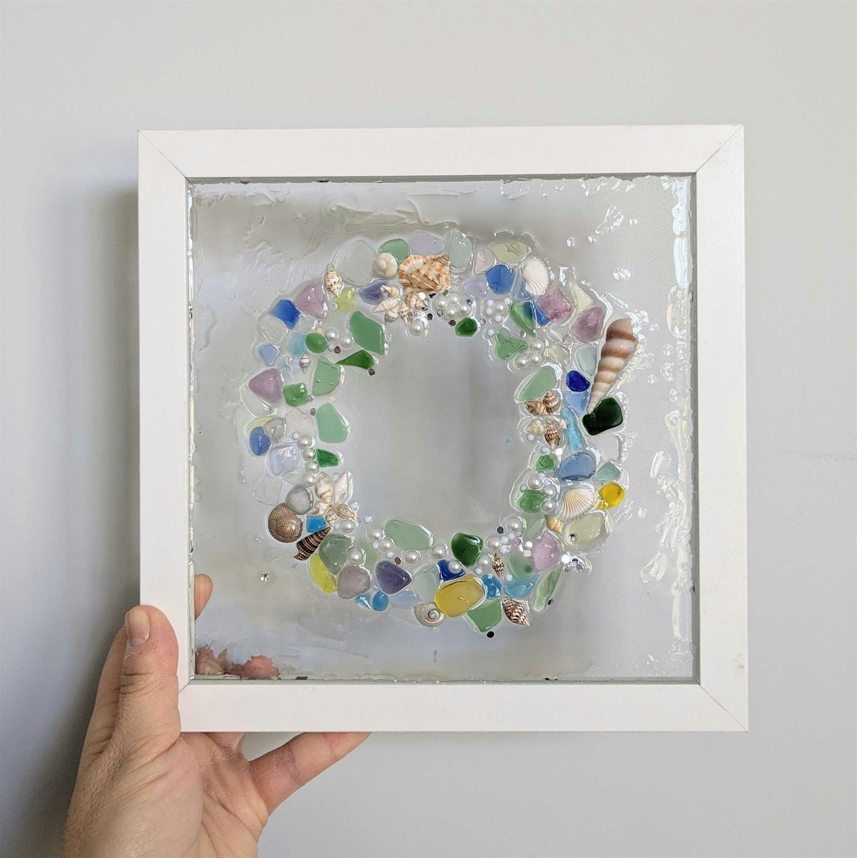 Holiday Resin Sea Glass Wreath Frame
