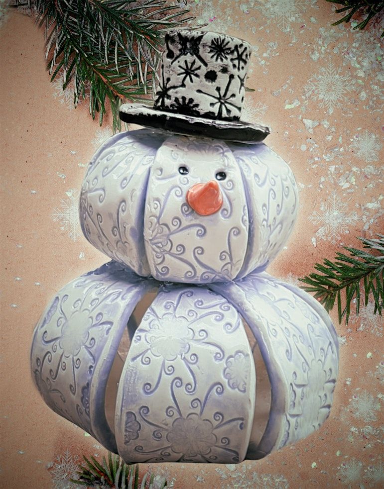 Textured Clay Snowman @ Flingin Pots