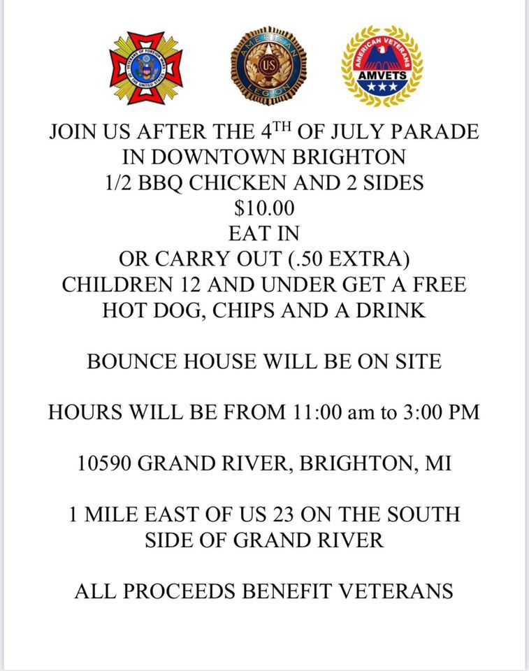 4th of July Chicken BBQ The American Spirit Centre, Brighton, MI