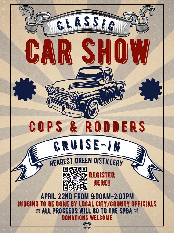 Cops and Rodders Classic Car Show Nearest Green Distillery