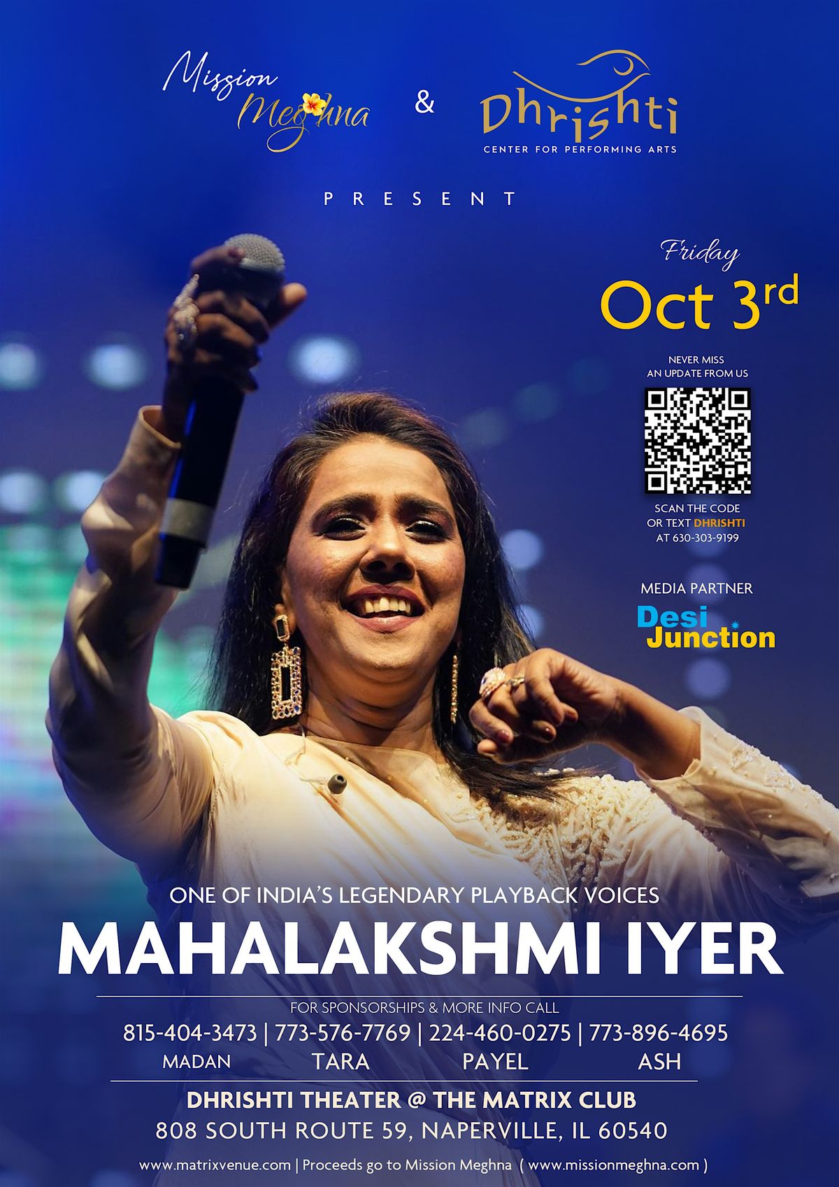 Mahalakshmi Iyer \u2014 Live in Concert | A Mission Meghna Fundraiser