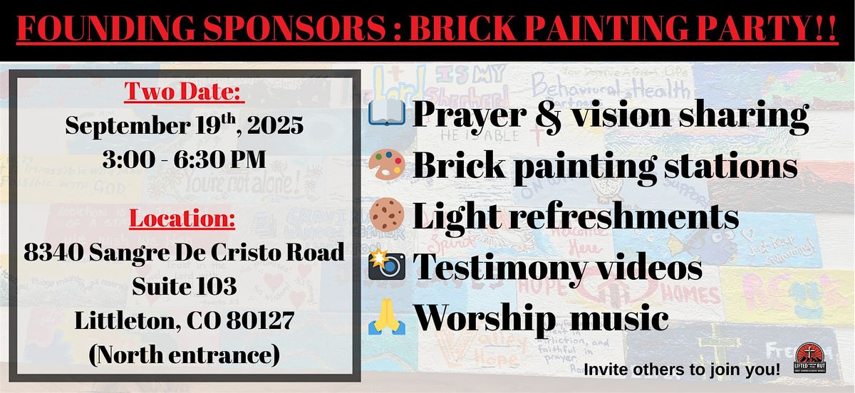 It's TIME to PAINT YOUR BRICK on the Wall of Hope. Let's SAVE SOME LIVES.