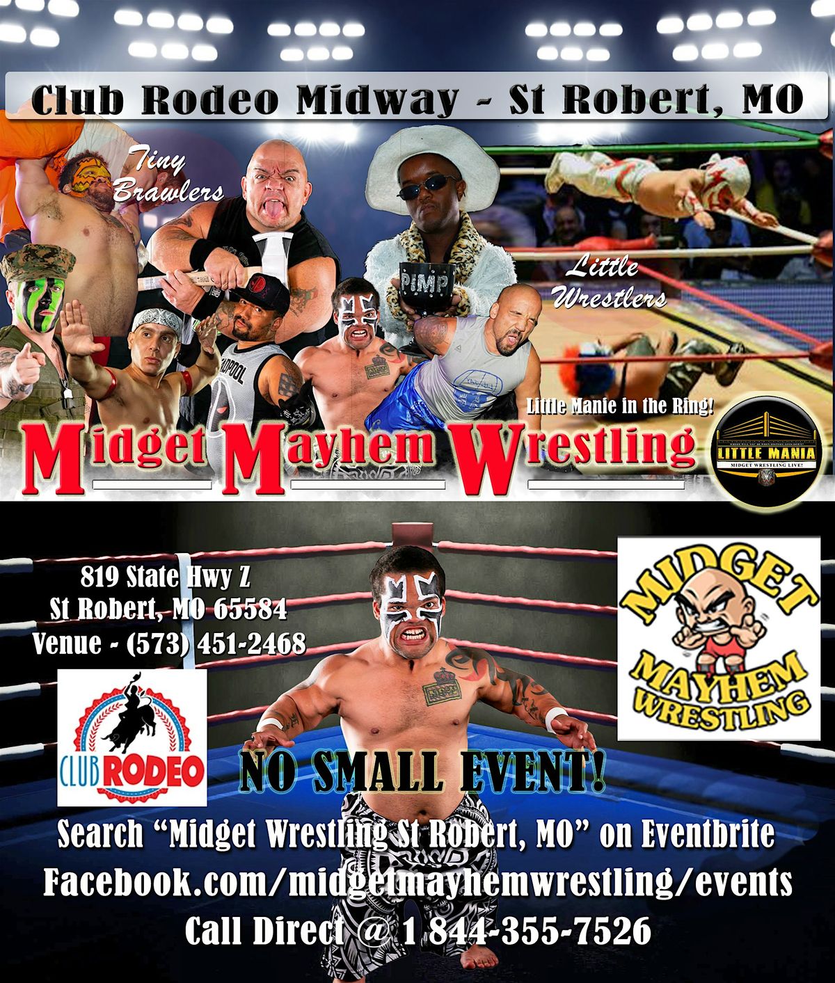 Midget Mayhem Wrestling Rips Through the Ring! St Robert MO 18+