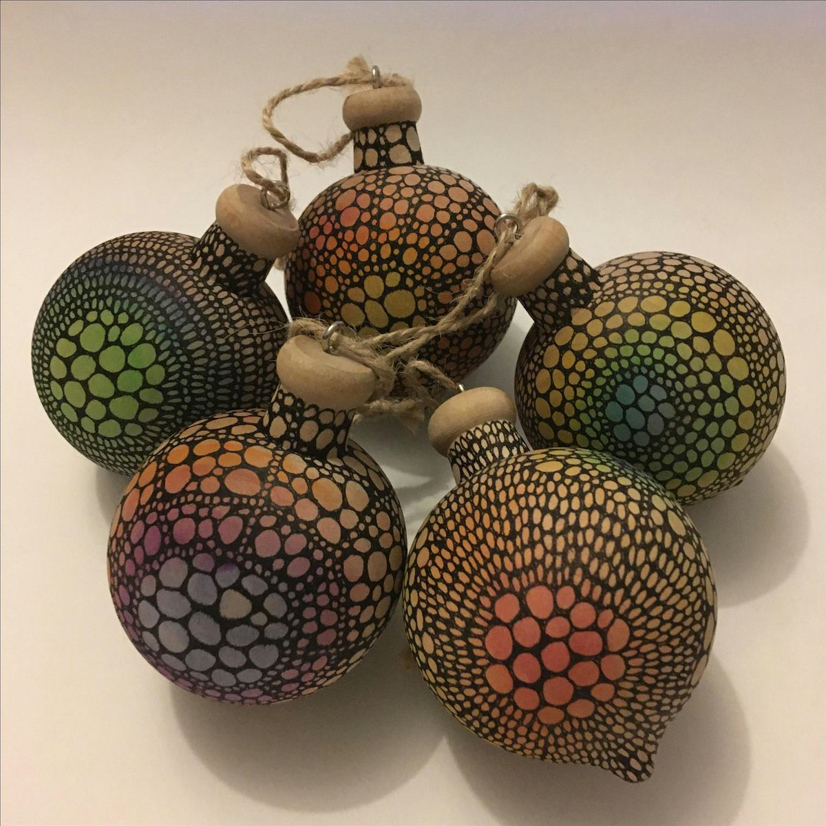 Wooden Patterned Baubles