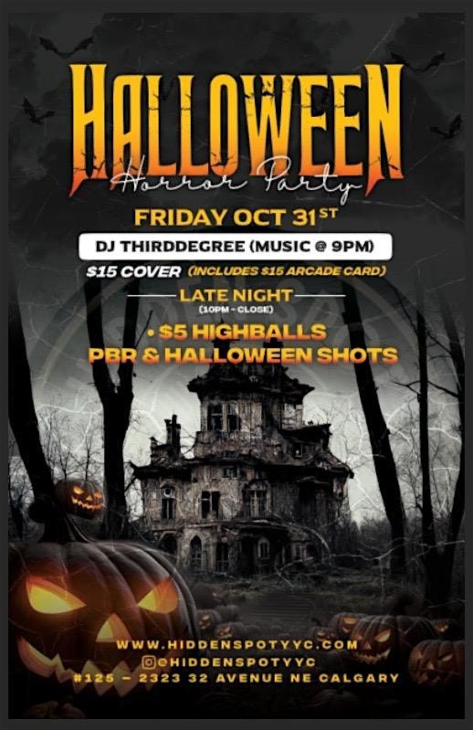 Copy of The Hidden Spot Presents Halloween Horror October 31st