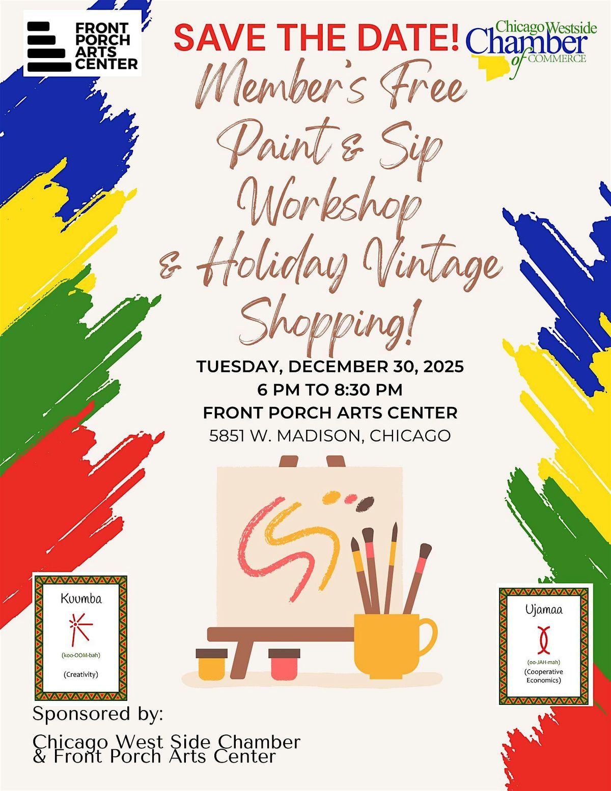 Chicago West Side Chamber Paint & Sip Workshop & Holiday Vintage