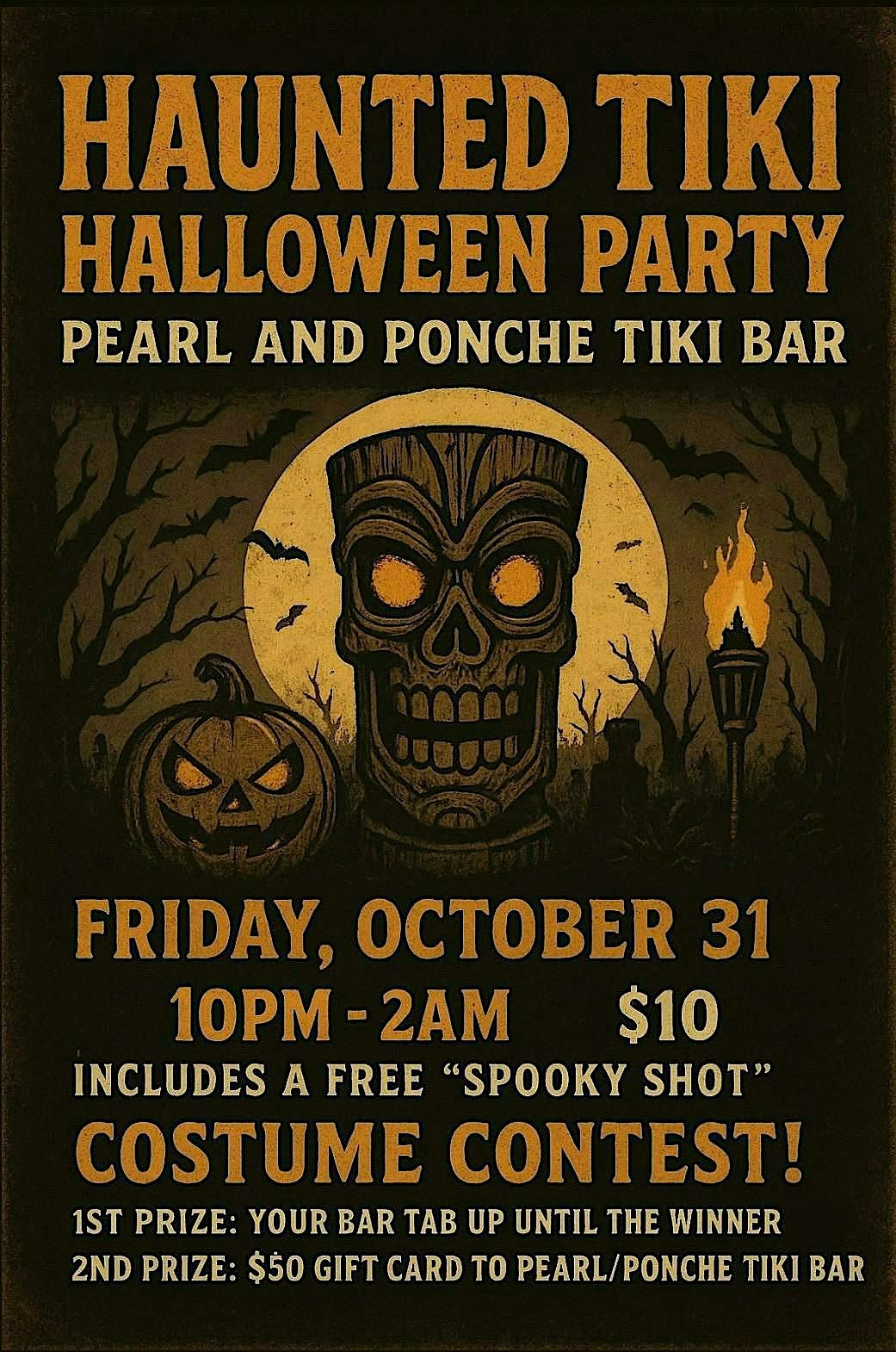 Haunted Tiki Halloween party at Pearl Restaurant and Ponche Tiki Bar