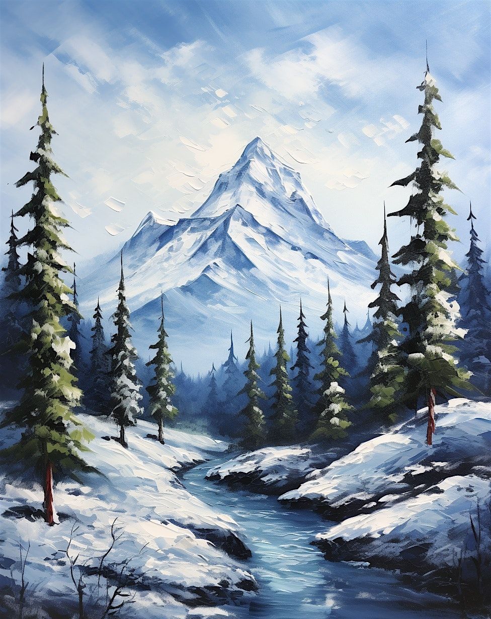 Snowy Mountain - A Paint Along (like Paint and Sip)