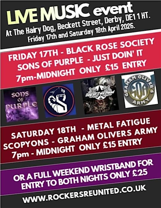 Rock weekend at The Hairy Dog, Derby, April 2026.