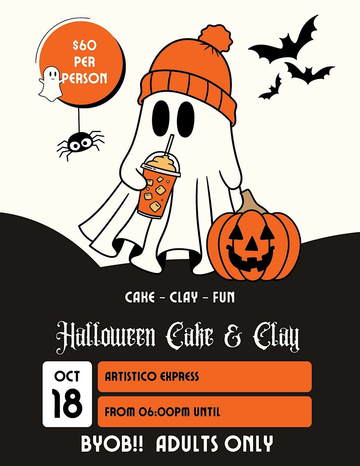 Adults Halloween Cake & Clay Event