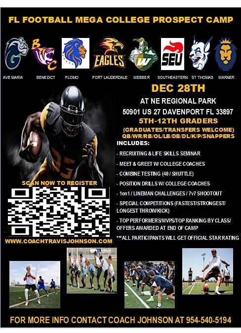 FL BOYS FOOTBALL \/ GIRLS FLAG WINTER MEGA COLLEGE PROSPECT CAMP DEC 28TH