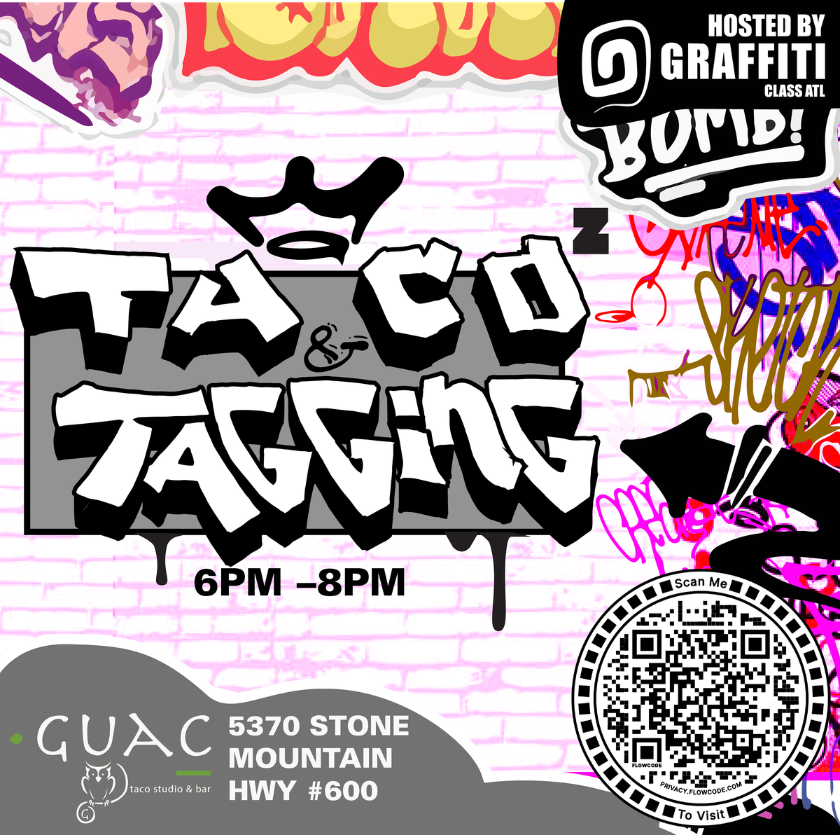 Taco's & Tagging Art Class @ Guac Studio & Bar
