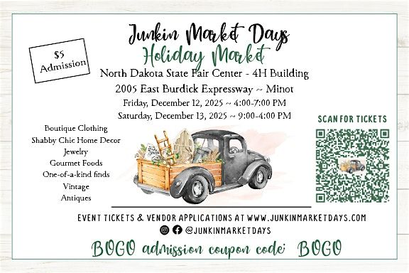 Junkin' Market Days Holiday Event - Minot, ND (Vendor)