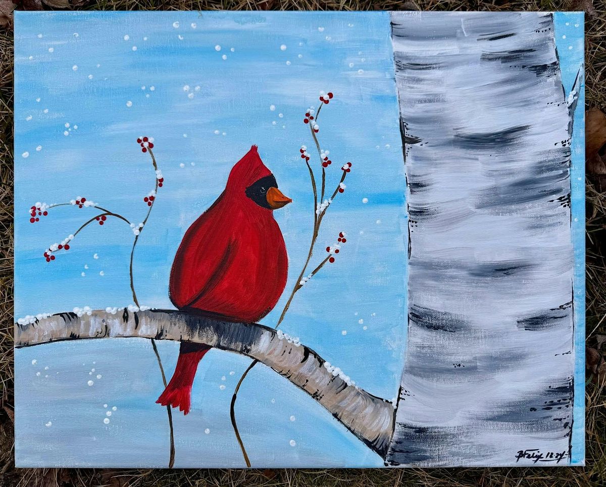 Winter Cardinal Paint & Sip Night
